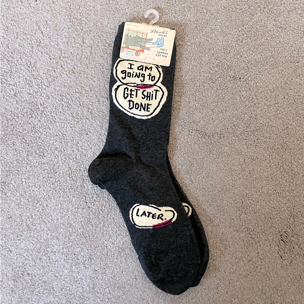 NWT Funny Crew Socks—Blue Q